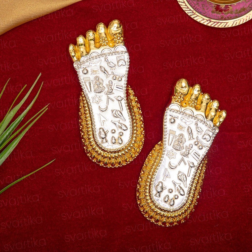 Shri Lakshmi Charan Paduka | 24K Gold and 999 Silver Plated 1 Shri Lakshmi Charan Paduka | 24K Gold and 999 Silver Plated