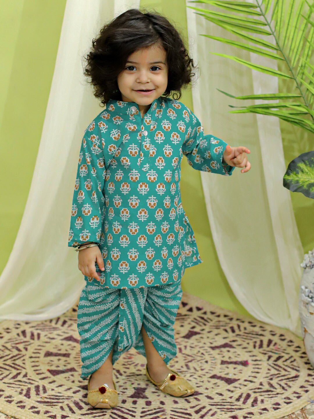 Full Sleeve Pure Cotton Dhoti Kurta for Boys- Blue 1 Full Sleeve Pure Cotton Dhoti Kurta for Boys- Blue